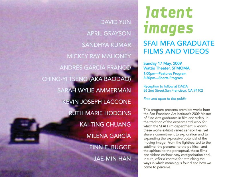 Latent Images: SFAI MFA Graduate Films and Videos